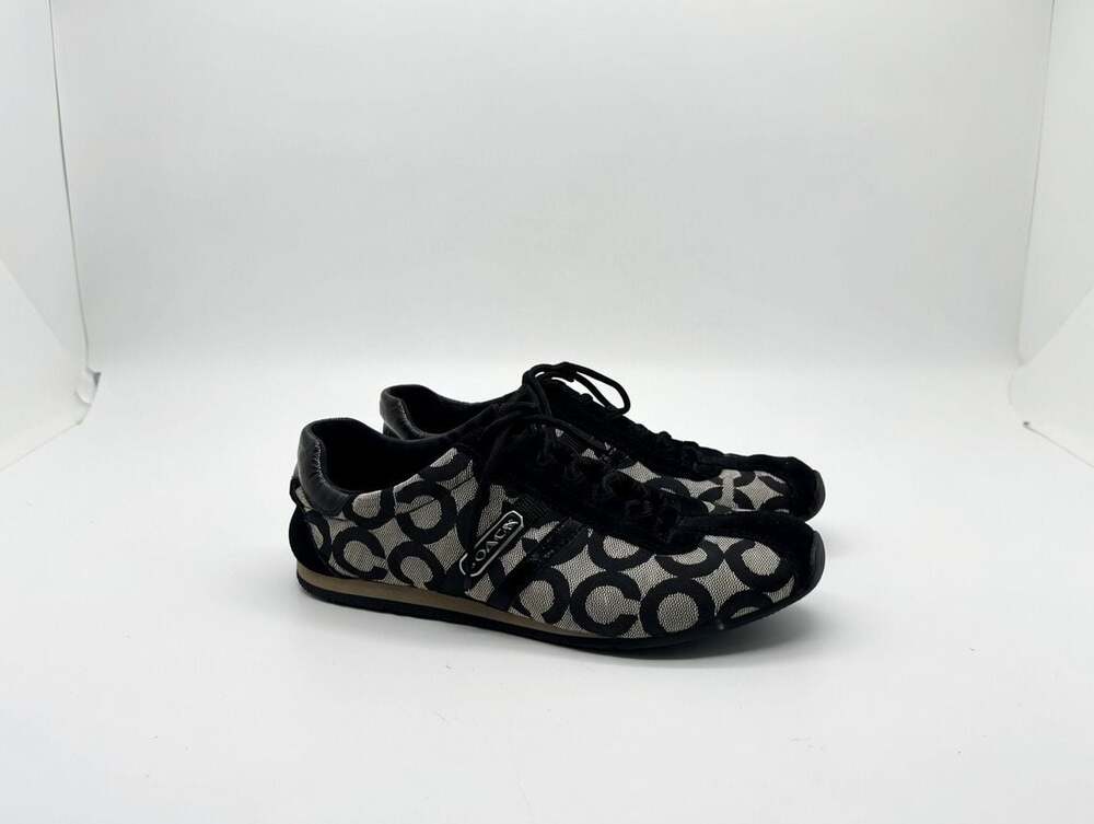 Coach Kathleen Signature Monogram Canvas and Suede Sneakers